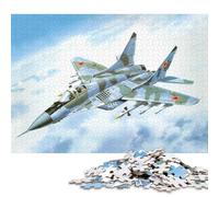 Puzzle de 1000 pièces Mig29 Fulcrum en Bois, Jeu éducatif et Stimulant, idéal comme Cadeau de Noël, 1000 pièces (75 x 50 cm)