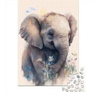 Puzzle de 1000 pièces, mignon éléphant, puzzle en papier, jouet à assembler, jeu interactif familial, 1000 pièces (38 x 26 cm)