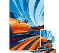 Puzzle de 1000 pièces Mini Cooper Orange en Pleine Vitesse, idéal pour Les Adolescents Jeu Intelligent et divertissant Image à Assembler Joli Cadeau (38x26cm)
