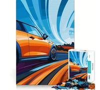 Puzzle de 1000 pièces Mini Cooper Orange en Pleine Vitesse, idéal pour Les Adolescents Puzzle Relaxant et ludique, Image à Assembler, Cadeau Exquis (50x75cm)