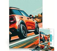 Puzzle de 1000 pièces Mini Cooper Orange sur la Route, idéal pour Les Adolescents Jeu de réflexion, Jouet et Cadeau Parfait (38x52cm)