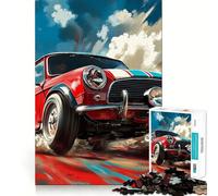 Puzzle de 1000 pièces Mini Cooper Rouge de Course, idéal pour Les Adolescents, Jeu de réflexion et d'assemblage en Groupe, Cadeau Classique (50x75cm)