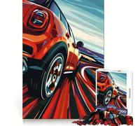 Puzzle de 1000 pièces Mini Cooper Rouge en Pleine Vitesse pour Adultes Stimule la mémoire Amusant et décontracté Bords Nets Cadeau Classique (38x52cm)