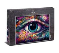 Puzzle de 1000 pièces « Miroir de l'âme » - Portrait intense de l'œil humain avec des structures de couleurs cosmiques et une profondeur symbolique - Motif d'art moderne - Qualité du puzzle fabriqué