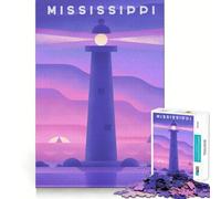 Puzzle de 1000 pièces Mississippi,Jeu d'articulation précis,activité cérébrale Amusante pour Passer Le Temps Libre,Cadeau d'anniversaire Artistique (38x52cm)