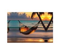 Puzzle de 1000 pièces Mjhkxlj Sunset Beach Hamac Image Puzzle en bois de qualité pour adultes et enfants, puzzles amusants pour soulager le stress