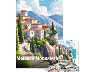 Puzzle de 1000 pièces Monastères des Météores Grèce Défi éducatif Jeu Familial Stimulant Convient aux Personnes de 14 Ans et Plus (50x75cm)