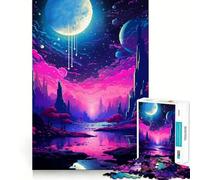 Puzzle de 1000 pièces Monde Extraterrestre et étoiles Pixel Art Jeu d'assemblage précis Stimule la logique et la réflexion Détendez-Vous Cadeau Artistique de Noël (38x52cm)