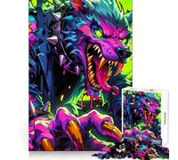 Puzzle de 1000 pièces Monstre Loup Néon pour Adultes, Puzzle amélioré, Silencieux, Clair et de qualité supérieure (38x52cm)