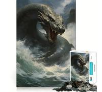 Puzzle de 1000 pièces Monstre Serpent de Mer pour Adolescents Jeu de Logique Solide Idée Cadeau d'anniversaire Calme et Évasion Bords Transparents (38x52cm)