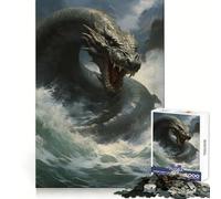 Puzzle de 1000 pièces Monstre Serpent de Mer pour Adolescents Jeu de Logique Solide Idée Cadeau d'anniversaire Calme et Évasion Bords Transparents (38x52cm)