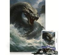 Puzzle de 1000 pièces Monstre Serpent de Mer pour Adolescents Jeu de Réflexion et de Calme Qualité supérieure Cadeau de Noël (38x26cm)
