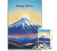 Puzzle de 1000 pièces Mont Elbrouz, Russie Un Moyen Relaxant d'occuper Son Temps Libre Découpe précise et régulière Dimensions 38x52cm