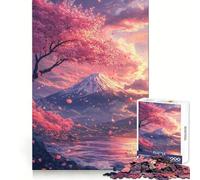 Puzzle de 1000 pièces Mont Fuji en Fleurs de Cerisier pour Adolescents Stratégie,Réflexion,Détente,Assemblage précis,Cadeau Festif (38x26cm)