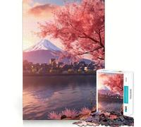 Puzzle de 1000 pièces Mont Fuji Serein pour Adultes et Adolescents Souvenirs, regain de Calme, évasion, découpe Lisse, Cadeau touchant (38x26cm)