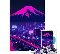 Puzzle de 1000 pièces Mont Fuji Tokyo Cyberpunk Jeu addictif pour cultiver la Patience Jeu Pratique pour s'amuser en Famille Cadeau d'anniversaire (Dimensions 38x52cm)