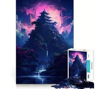 Puzzle de 1000 pièces Montagne et Cascade néon pour Adultes, Jeu de réflexion Amusant à Partager, découpe Parfaite, pour Les fêtes (38x52cm)