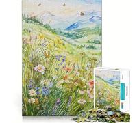 Puzzle de 1000 pièces Montagne Prairie Pièces Découpées Nettes Défi Réfléchissant Jeu Moment de Calme et de Divertissement Pièce Art de Noël (50x75cm)