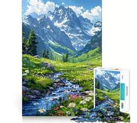 Puzzle de 1000 pièces Montagne Suisse Pixel Art Bords Nets Décoration Résolvez des problèmes Amusez-Vous et passez Un Bon Moment Décoration de Noël Cadeau (38x26cm)