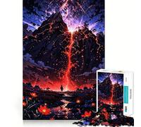 Puzzle de 1000 pièces Montagne volcanique,rivière de Lave Découpe Laser pour Un Assemblage Parfait Activité de Partage et de Concentration idéale pour Les Proches (38x52cm)
