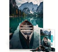 Puzzle de 1000 pièces Montagnes au Bord du lac Nature pour Adultes et Adolescents Jeu de logique Clair Découpe Parfaite pour Les vœux du Père Noël (38x26cm)