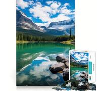 Puzzle de 1000 pièces Montagnes au Bord du lac Nature pour Adultes Jeu cérébral Relaxant Bordure Nette Cadeau de qualité supérieure (38x52cm)