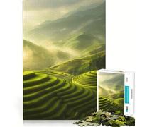 Puzzle de 1000 pièces Montagnes de rizières en terrasses pour Adolescents, Jeu de réflexion Relaxant, découpe soignée, Cadeau raffiné (50x75cm)