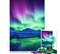 Puzzle de 1000 pièces Montagnes et aurores boréales pour Adultes, Jeu de logique et de Stimulation, Amusant à Partager, Finition Premium, Cadeau élégant (38x52cm)