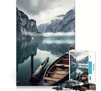 Puzzle de 1000 pièces Montagnes et Bateaux au Bord du lac pour Adultes et Adolescents Jeu de réflexion Anti-Stress Idée Cadeau Originale (38x52cm)