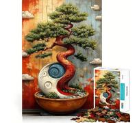 Puzzle de 1000 pièces,Motif bonsaï,Paysage Japonais,découpe Impeccable,Jeu de réflexion Amusant et divertissant,Cadeau Artistique de Noël (38x26cm)
