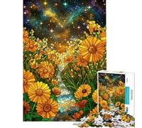 Puzzle de 1000 pièces Motif Floral Galaxie Art vitrail Puzzle pour Adolescents Entraînement cérébral et Manuel pour Les Amis et la Famille (Dimensions : 50x75cm)