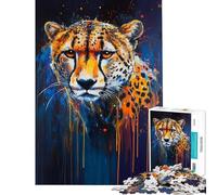 Puzzle de 1000 pièces Motif guépard éclatant Puzzle pour Adolescents Niveau de difficulté élevé Chaque pièce est Unique Jeu éducatif (Dimensions : 38x52cm)