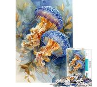 Puzzle de 1000 pièces Motif méduse Aquarelle défi éducatif Jouet Amusant et Humoristique décoration Murale pour Les 14 Ans et Plus (50x75cm)
