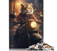 Puzzle de 1000 pièces - Moto Vespa Tigre - Puzzle carré créatif en bois pour adultes - 1000 pièces (75 x 50 cm)