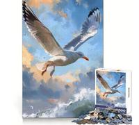 Puzzle de 1000 pièces Mouette planant au-Dessus des Vagues pour Adultes, Jeu cognitif et Amusant à Assembler Ensemble, pièce de Collection (50x75cm)