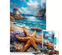 Puzzle de 1000 pièces Moulin à Vent et étoile de mer pour Adultes entraînement cérébral ludique,pièces Robustes et nettes,activité apaisante pour Une Pause mentale (38x52cm)