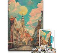 Puzzle de 1000 pièces - Munich, Allemagne - Décoration Murale rétro pour Les 14 Ans et Plus - 38x26cm