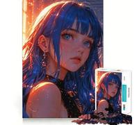 Puzzle de 1000 pièces Muse aux Cheveux Bleus radieux dans Une Lueur éthérée pour Adolescents, Jeu de logique et de Concentration, découpe précise, (50x75cm)