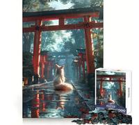 Puzzle de 1000 pièces Mystic Kitsune Fox Torii pour Adolescents Jeu de logique et d'adresse Décoration Murale Amusante et Facile à découper (38x26cm)