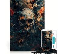 Puzzle de 1000 pièces Native Skull pour Adultes Jeu cérébral Relaxant Bordure tranchante Cadeau de qualité supérieure (38x26cm)