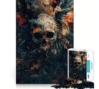 Puzzle de 1000 pièces Native Skull pour Adultes, Jeu de réflexion et de Concentration Silencieux et Amusant, Bords serrés, Cadeau de Noël (50x75cm)