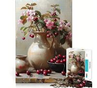 Puzzle de 1000 pièces Nature Morte aux Fleurs de Cerisier Bords Lisses Jeu créatif et Amusant pour des Moments de détente Cadeau d'anniversaire (50x75cm)