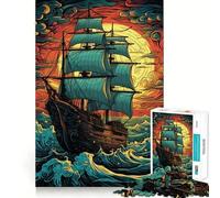 Puzzle de 1000 pièces Navigation au Coucher du Soleil pour Adolescents, Jeu de logique et de Train, Silencieux et Amusant, découpe Nette, Joli Cadeau (50x75cm)