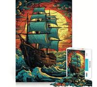 Puzzle de 1000 pièces Navigation au Coucher du Soleil pour Adultes, Jouet de logique Fine, Loisirs, Bords Nets, Objet de Collection (38x26cm)