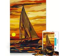 Puzzle de 1000 pièces Navigation au Coucher du Soleil pour Adultes Un Cadeau créatif, idéal pour développer sa mémoire et apaiser Son Esprit (38x26cm)