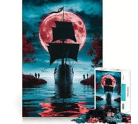 Puzzle de 1000 pièces Navigation sous la Lune de Sang pour Adultes, Jeu de réflexion et de renforcement des Liens familiaux, découpe de précision, Cadeau créatif (38x52cm)
