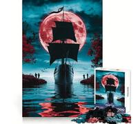 Puzzle de 1000 pièces Navigation sous la Lune de Sang pour Adultes, Jeu de réflexion et de renforcement des Liens familiaux, découpe de précision, Cadeau créatif (38x52cm)