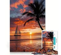Puzzle de 1000 pièces Navigation vers Le Coucher du Soleil pour Adultes Un Cadeau créatif, idéal pour développer sa mémoire et apaiser Son Esprit (38x26cm)