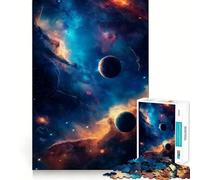Puzzle de 1000 pièces Nébuleuse avec planètes et étoiles pour Adultes Jeu de logique et de détente Design Amusant pour Les vœux du Père Noël (50x75cm)
