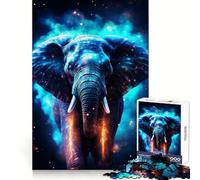 Puzzle de 1000 pièces Nébuleuse de l'Éléphant Cyan Néon pour Adolescents Jeu de réflexion Intelligent Découpe précise Cadeau Exceptionnel (38x26cm)